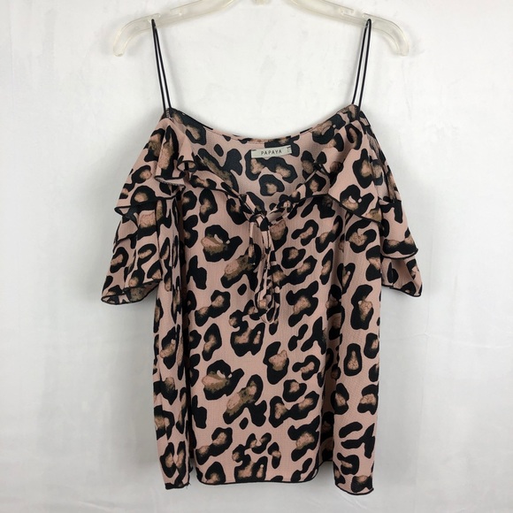 Papaya Tops - PAPAYA leopard Off The Shoulder Top L